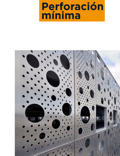 Performación mínima 5mm (Varía con mayor espesor)